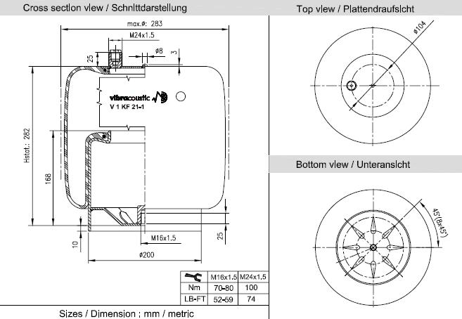 VIBRACOUSTIC Légrugó, komplett V1KF21-1