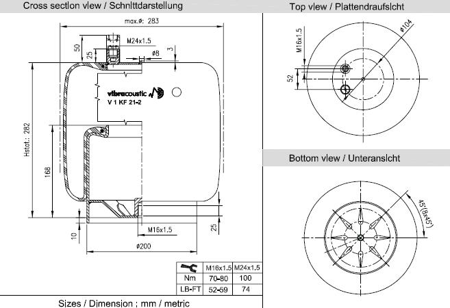 VIBRACOUSTIC Légrugó, komplett V1KF21-2