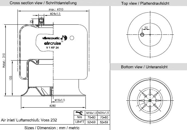 VIBRACOUSTIC Légrugó, komplett V1KF24-2-232