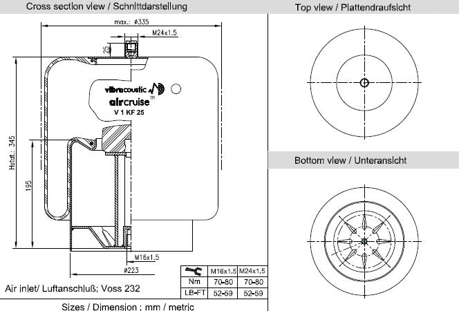 VIBRACOUSTIC Légrugó, komplett V1KF25-2-232