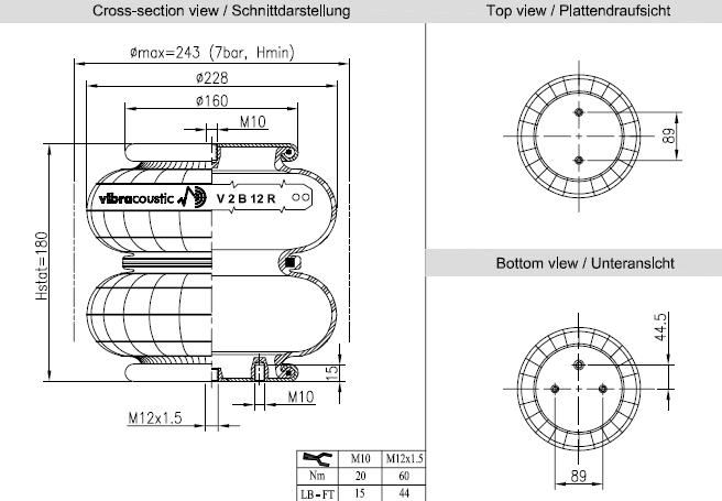 VIBRACOUSTIC Légrugó, komplett VSP2B12R-5