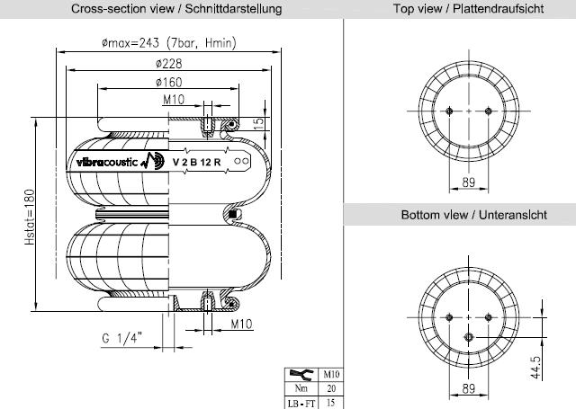 VIBRACOUSTIC Légrugó, komplett VSP2B12R