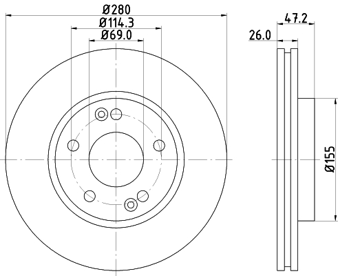 HELLA Féktárcsa, mind 8DD355118-151