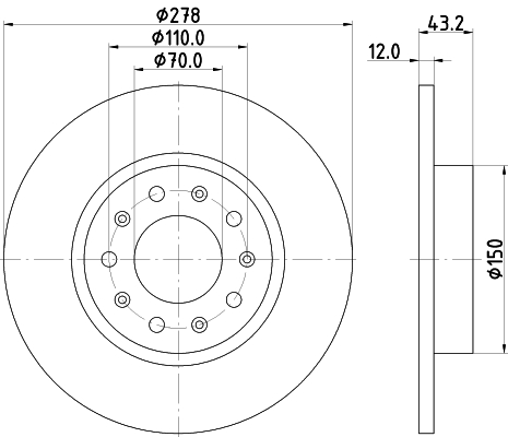 HELLA Féktárcsa, mind 8DD355116-671