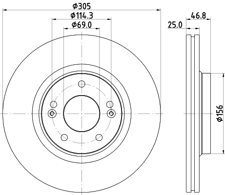 HELLA Első féktárcsa 8DD355126-541