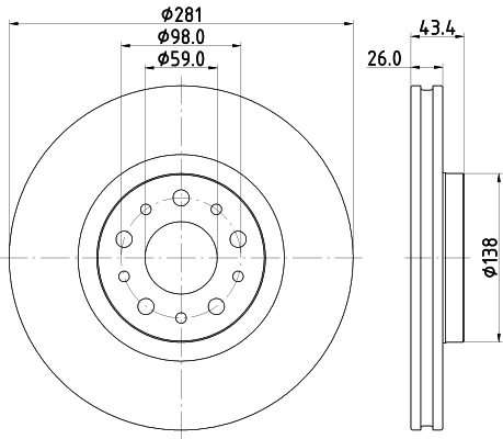 HELLA Féktárcsa, mind 8DD355132-131