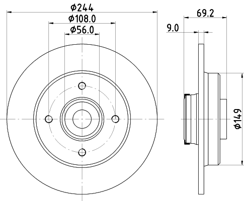 HELLA Hátsó féktárcsa 8DD355132-161