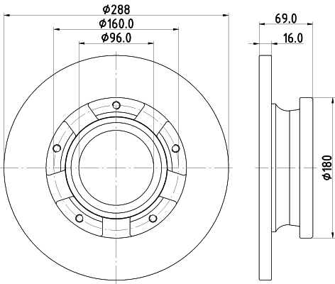 HELLA Féktárcsa, mind 8DD355133-071