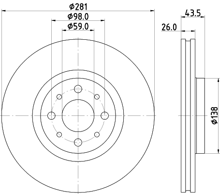 HELLA Féktárcsa, mind 8DD355134-971