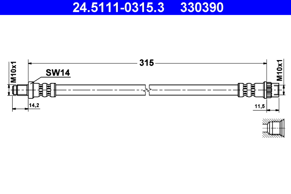 ATE Gumifékcső 24.5111-0315.3_ATE