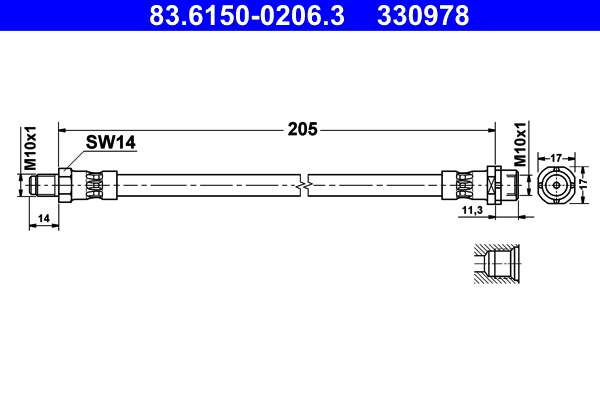 ATE Gumifékcső 83.6150-0206.3_ATE