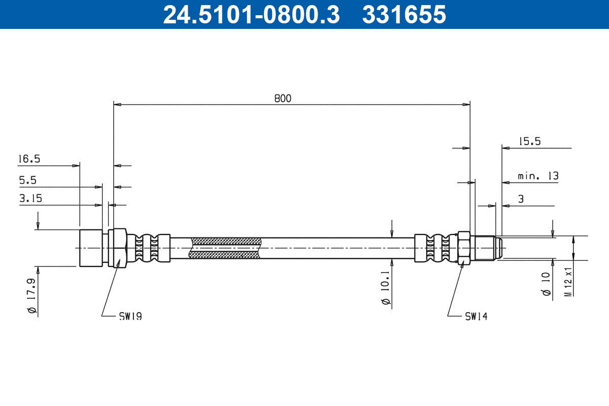 ATE Gumifékcső 24.5101-0800.3_ATE