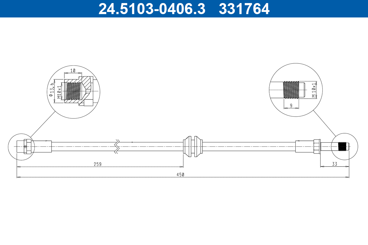 ATE Gumifékcső 24.5103-0406.3_ATE