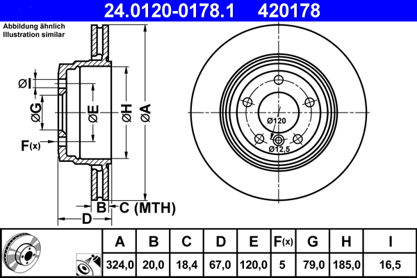 ATE Hátsó féktárcsa 24.0120-0178.1_ATE