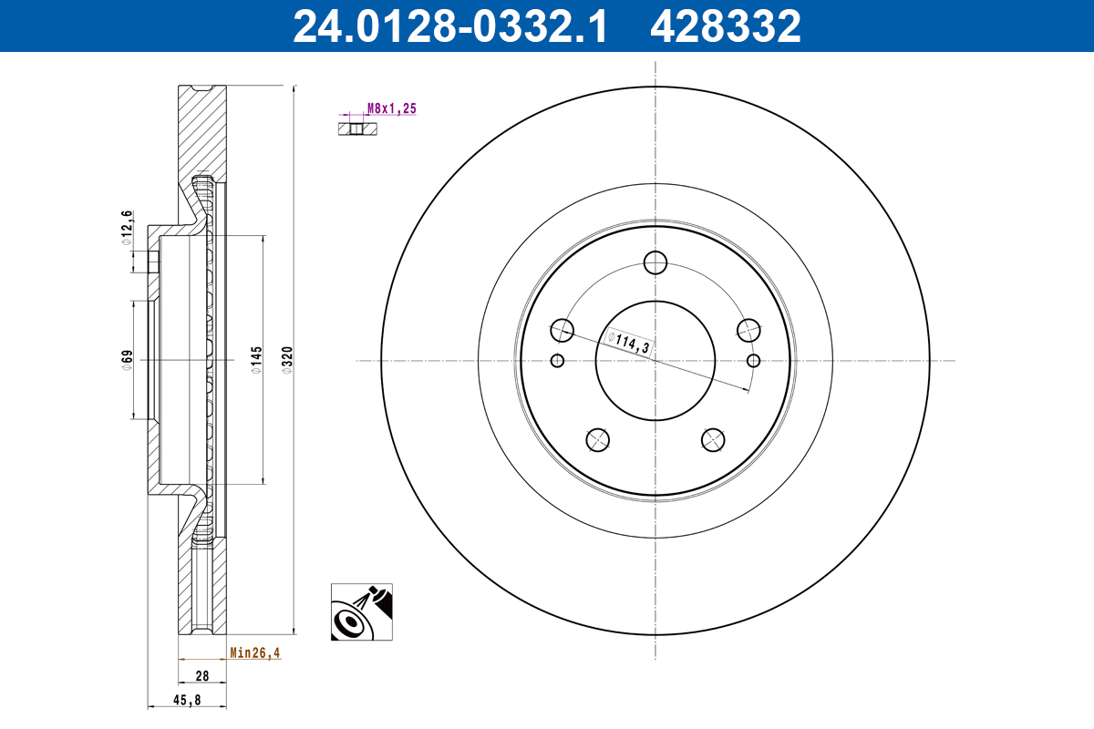 ATE Féktárcsa, mind 24.0128-0332.1_ATE