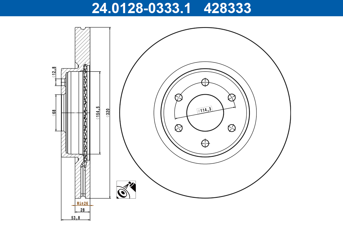 ATE Féktárcsa, mind 24.0128-0333.1_ATE