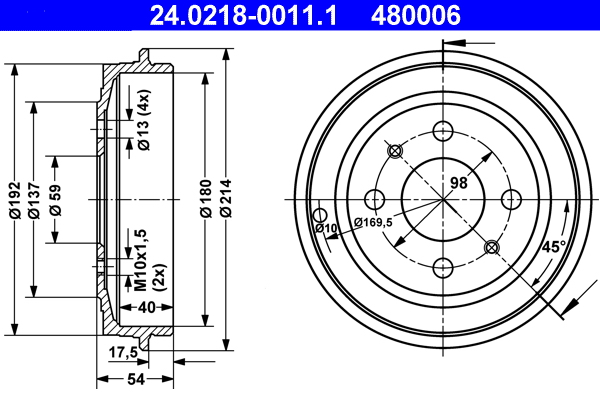 ATE Fékdob 24.0218-0011.1_ATE