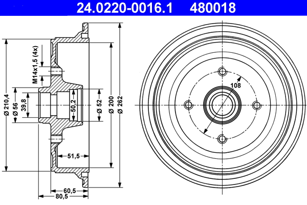 ATE Fékdob 24.0220-0016.1_ATE