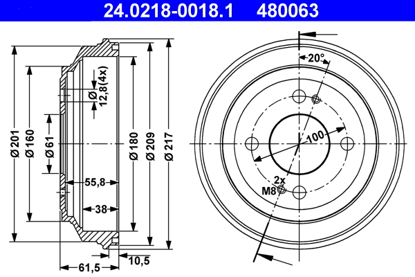 ATE Fékdob 24.0218-0018.1_ATE