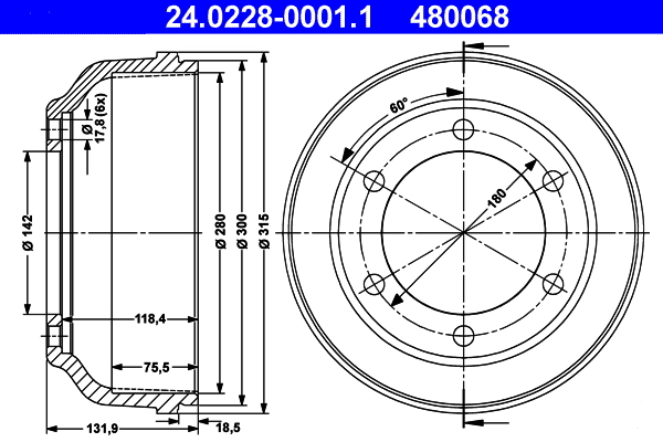 ATE Fékdob 24.0228-0001.1_ATE