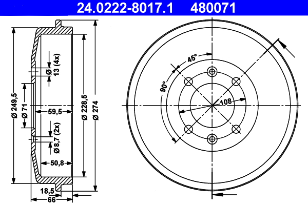 ATE Fékdob 24.0222-8017.1_ATE