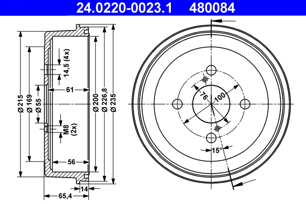 ATE Fékdob 24.0220-0023.1_ATE