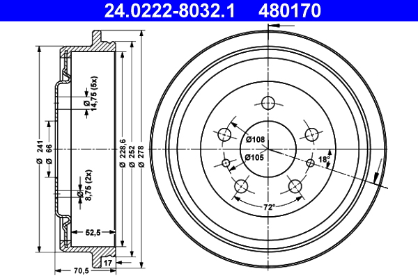 ATE Fékdob 24.0222-8032.1_ATE