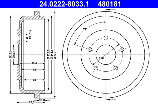 ATE Fékdob 24.0222-8033.1_ATE