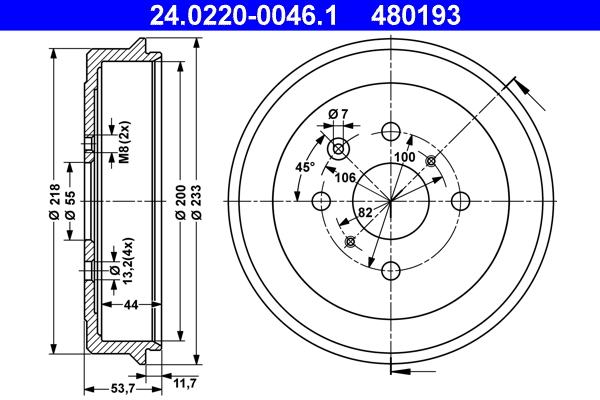 ATE Fékdob 24.0220-0046.1_ATE