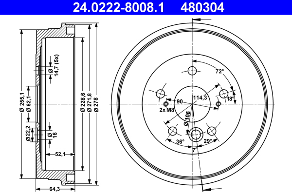 ATE Fékdob 24.0222-8008.1_ATE