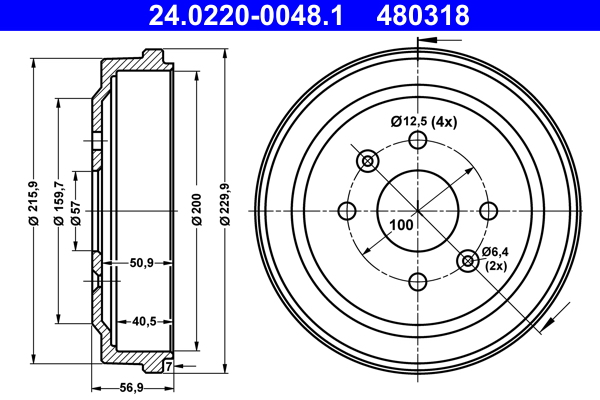 ATE Fékdob 24.0220-0048.1_ATE