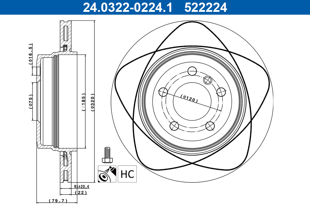 ATE Hátsó féktárcsa 24.0322-0224.1_ATE