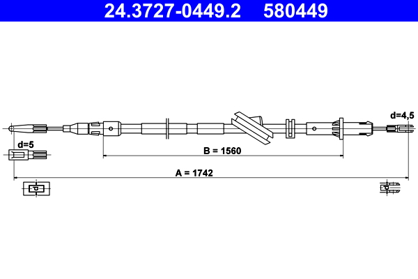 ATE Kézifék bowden 24.3727-0449.2_ATE