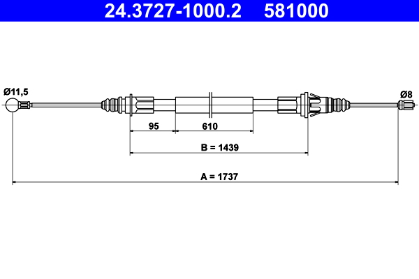 ATE Kézifék bowden 24.3727-1000.2_ATE