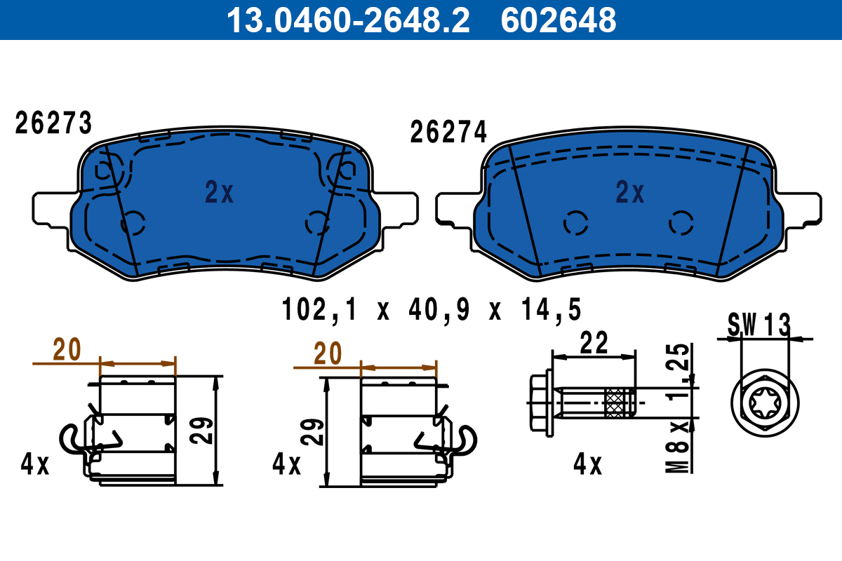 ATE Fékbetét, mind 13.0460-2648.2_ATE