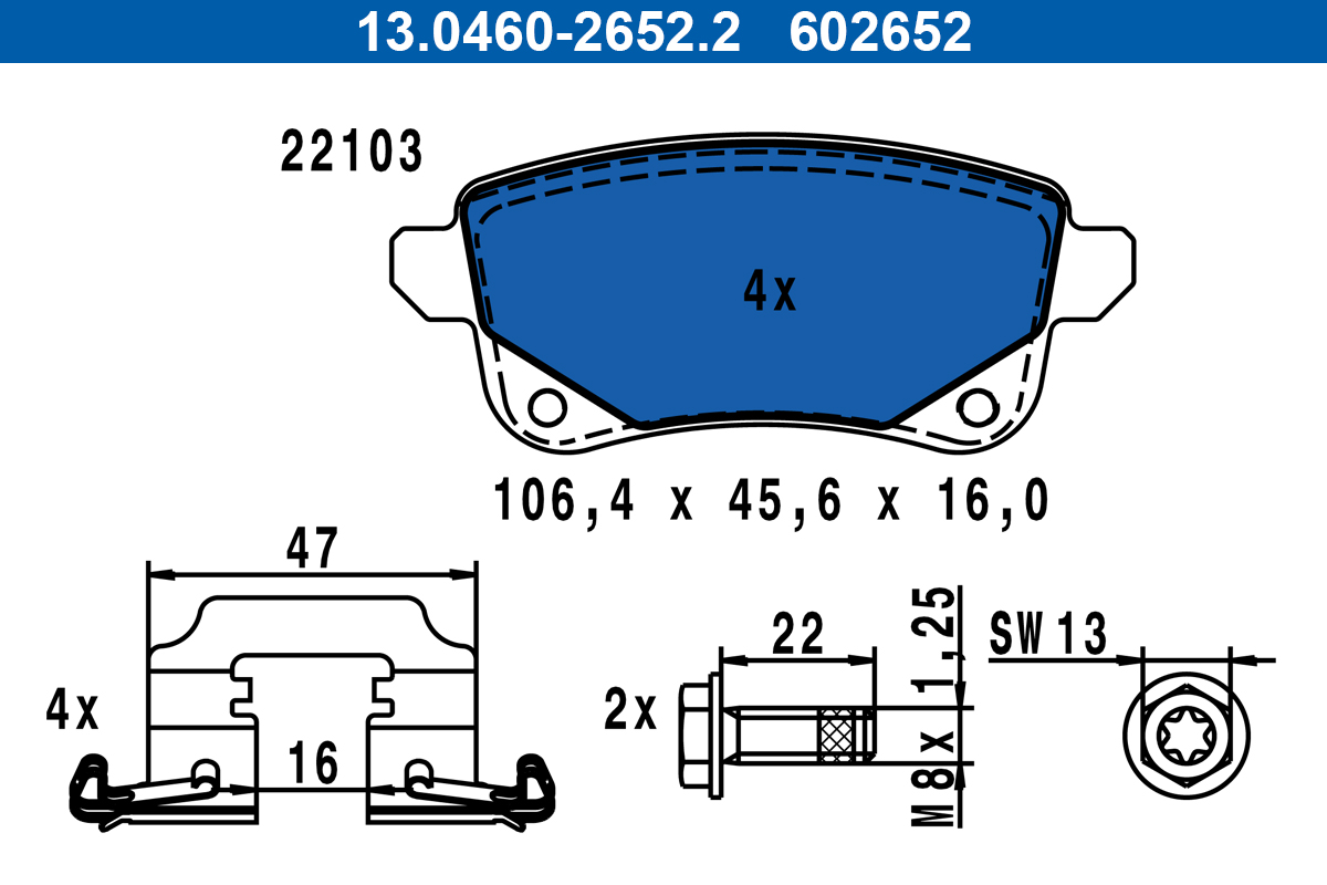 ATE Fékbetét, mind 13.0460-2652.2_ATE