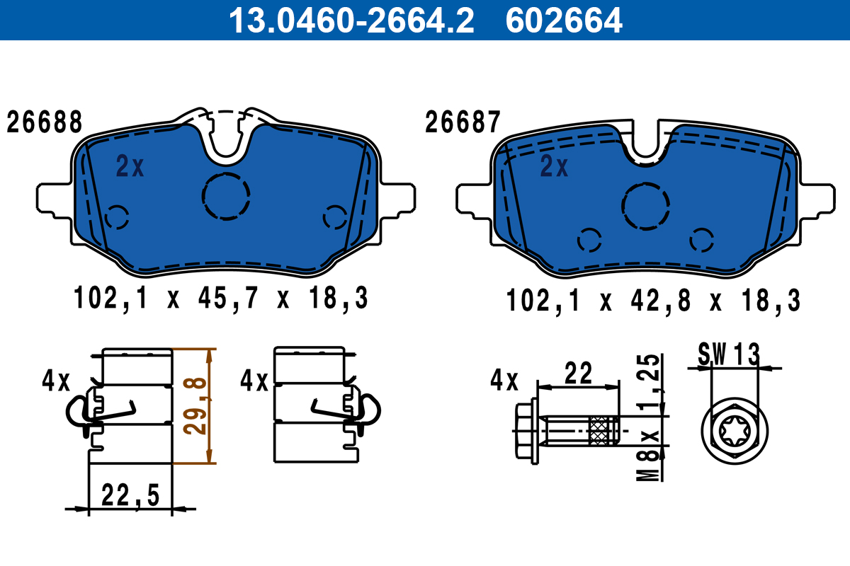 ATE Fékbetét, mind 13.0460-2664.2_ATE