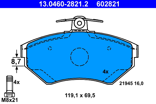 ATE Első fékbetét 13.0460-2821.2_ATE