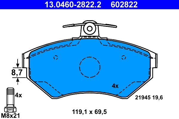 ATE Első fékbetét 13.0460-2822.2_ATE