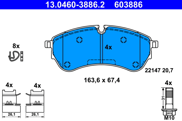 ATE Fékbetét, mind 13.0460-3886.2_ATE