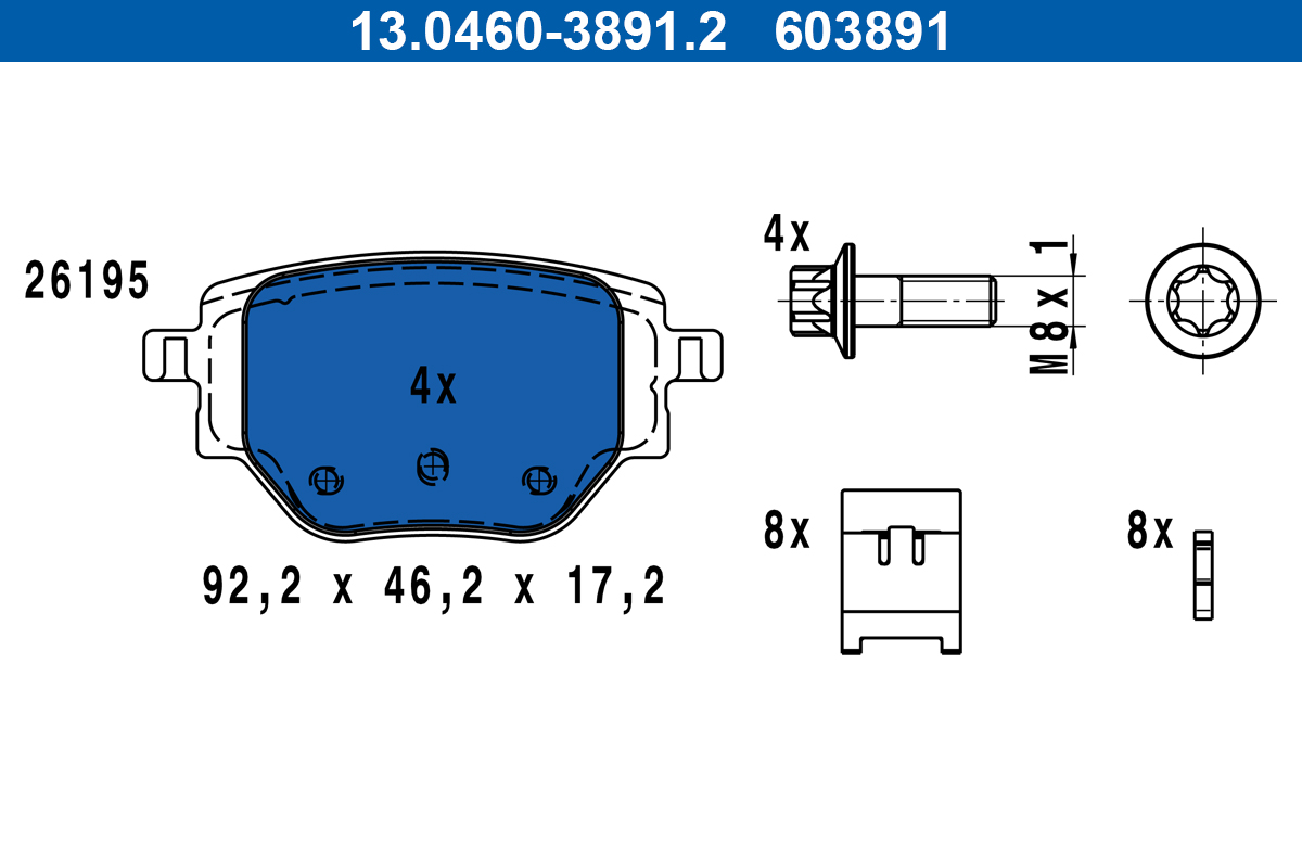 ATE Fékbetét, mind 13.0460-3891.2_ATE