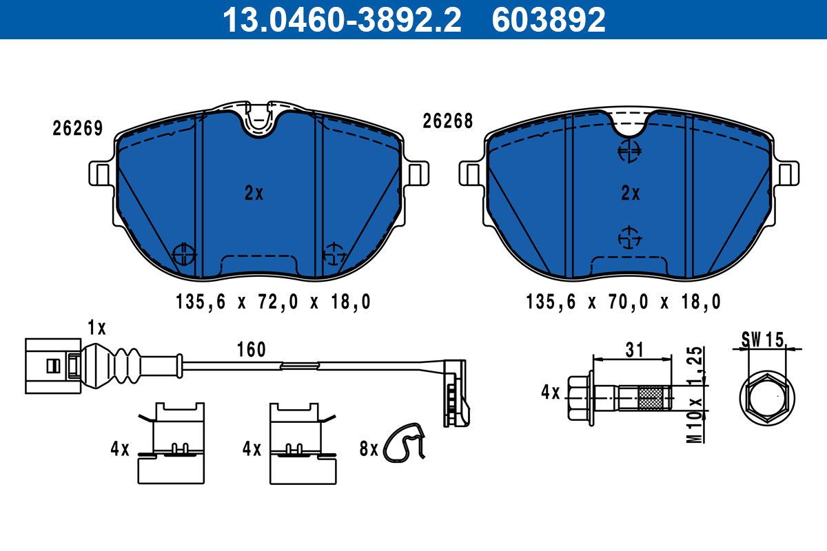 ATE Fékbetét, mind 13.0460-3892.2_ATE