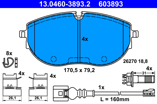 ATE Fékbetét, mind 13.0460-3893.2_ATE