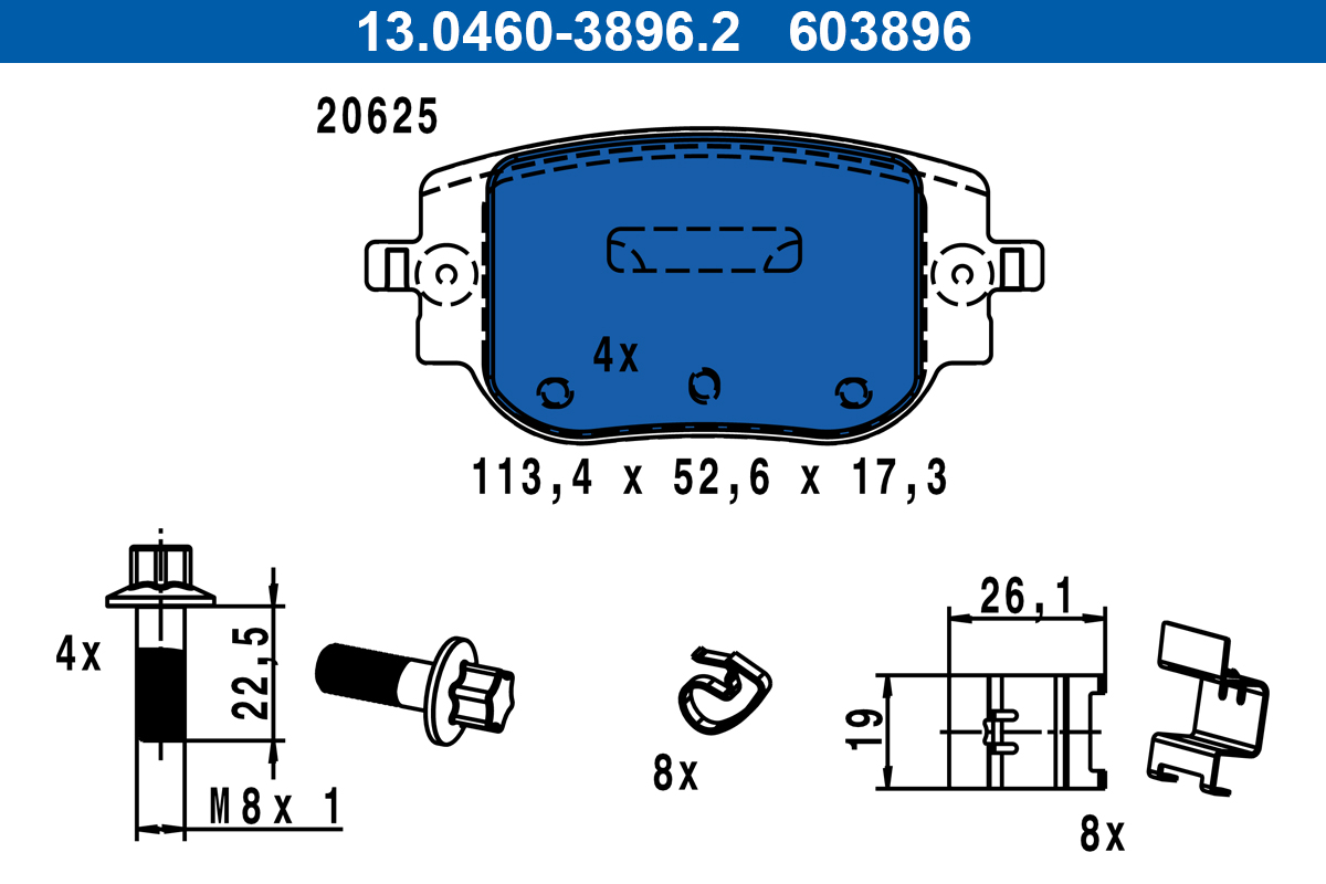 ATE Fékbetét, mind 13.0460-3896.2_ATE