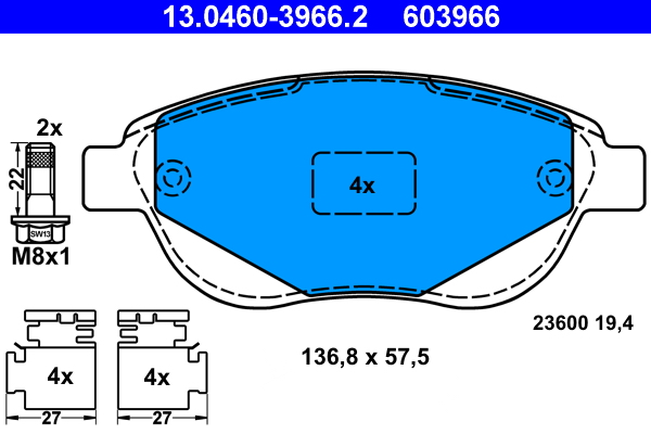 ATE Első fékbetét 13.0460-3966.2_ATE