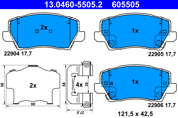 ATE Fékbetét, mind 13.0460-5505.2_ATE