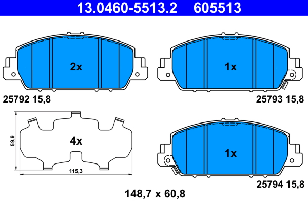 ATE Fékbetét, mind 13.0460-5513.2_ATE