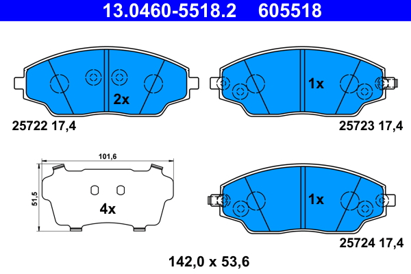 ATE Fékbetét, mind 13.0460-5518.2_ATE