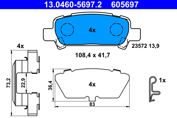 ATE Fékbetét, mind 13.0460-5697.2_ATE