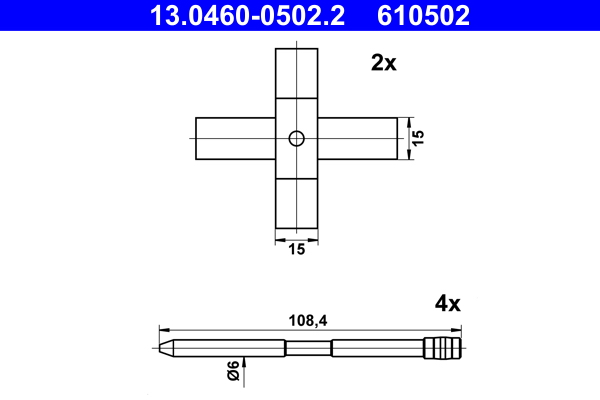 ATE Tartozékkészlet, tárcsafékbetét 13.0460-0502.2_ATE